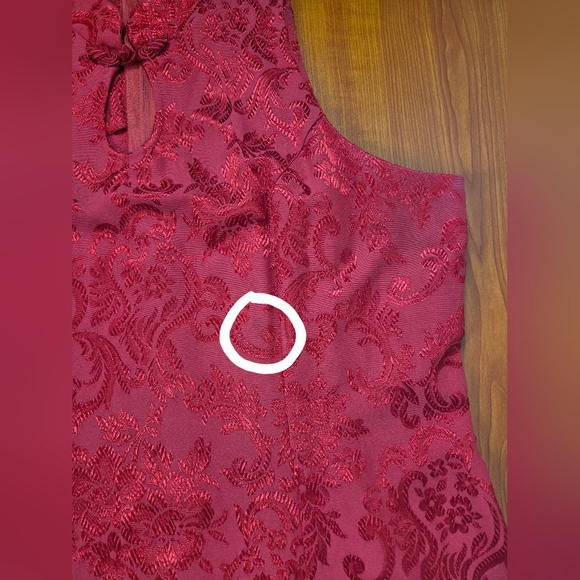 VTG 90'S AMAZING USA RED ORIENTAL ASIAN STYLE FLORAL DRESS SIDE SPLIT sz LARGE - Picture 13 of 14